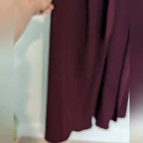 Addison Evenings Burgundy Velvet Open Leg Jumpsuit Size 10 - Picture 5 of 7